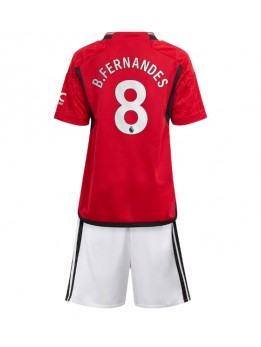 Manchester United Bruno Fernandes #8 Dječji Domaci Dres kompleti 2023-24 Kratak Rukavima (+ kratke hlače)